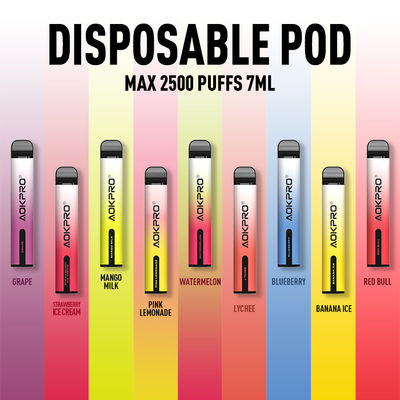 850 mah 2500 퍼프 일회용은 펜 니코틴 2% 3% 5%를 기화시킵니다