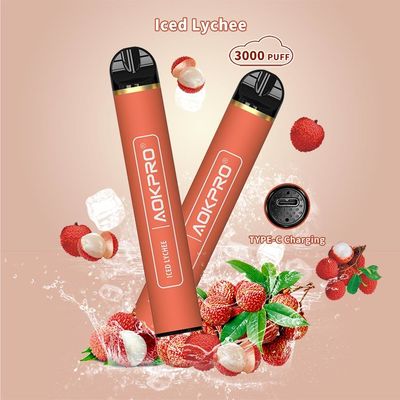 차가운 리치 3000 퍼프 불연성 담배 버릴 수 있는 Ｅ 여송연 어떤 니코틴 1.2Ohm