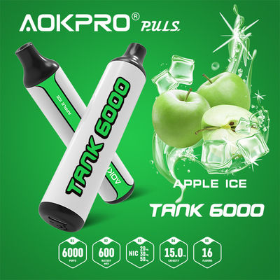 600mAh 외에 AOKPRO 버릴 수 있는 불연성 담배 6000 퍼프 TYPE-C 신 사과 퍼프