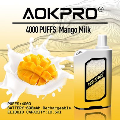 4000 퍼프 MTL 재충전이 가능한 일회용은 니코틴 포드 600mAh를 기화시킵니다