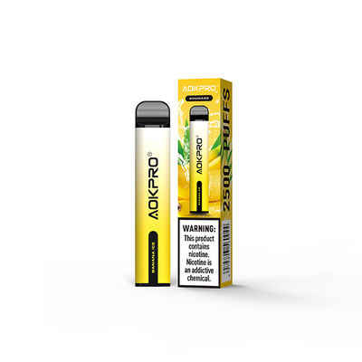 바나나 얼음 맛 850mAh 메쉬 코일 버릴 수 있는 2500 퍼프는 2% Nic 전략 무리 제한 협정을 기화시킵니다
