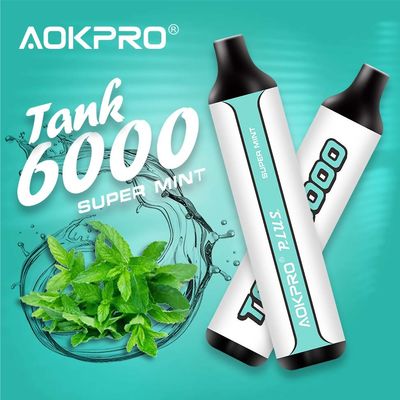 AOKPRO 메쉬 코일 6000 퍼프 일회용은 USB-C 불연성 담배 600mAh를 기화시킵니다